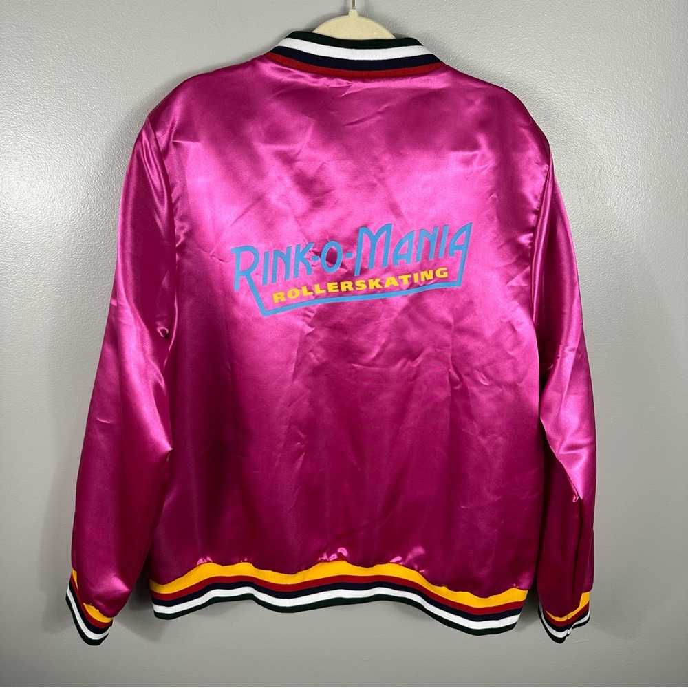 Stranger Things NWT Rare Rink-O-Mania Pink Satin Bomber/Jacket Size 2XL